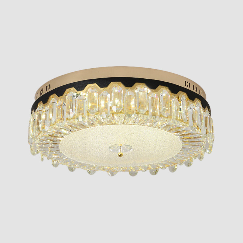 Clear Crystal Tambour Ceiling Lamp Simplicity Bedroom LED Flush-Mount Light Fixture Clearhalo 'Ceiling Lights' 'Close To Ceiling Lights' 'Close to ceiling' 'Flush mount' Lighting' 1432132