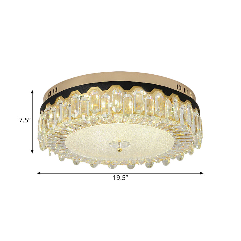 Clear Crystal Tambour Ceiling Lamp Simplicity Bedroom LED Flush-Mount Light Fixture Clearhalo 'Ceiling Lights' 'Close To Ceiling Lights' 'Close to ceiling' 'Flush mount' Lighting' 1432133