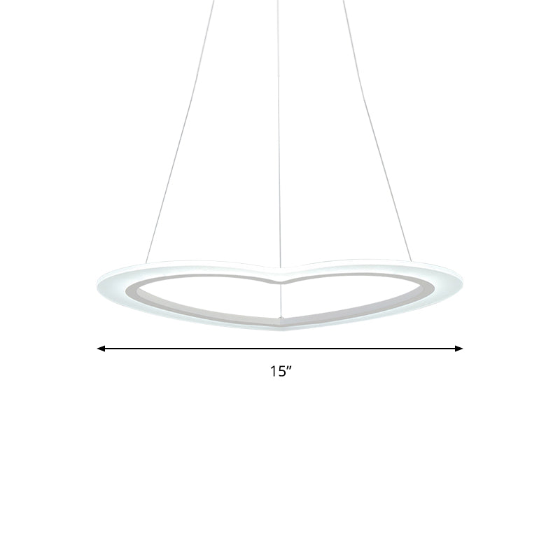 Heart-Shaped Chandelier Light Simple Acrylic LED 1/2/3-Head Living Room Ceiling Drop Pendant in Warm/White Light Clearhalo 'Ceiling Lights' 'Chandeliers' 'Modern Chandeliers' 'Modern' Lighting' 143214