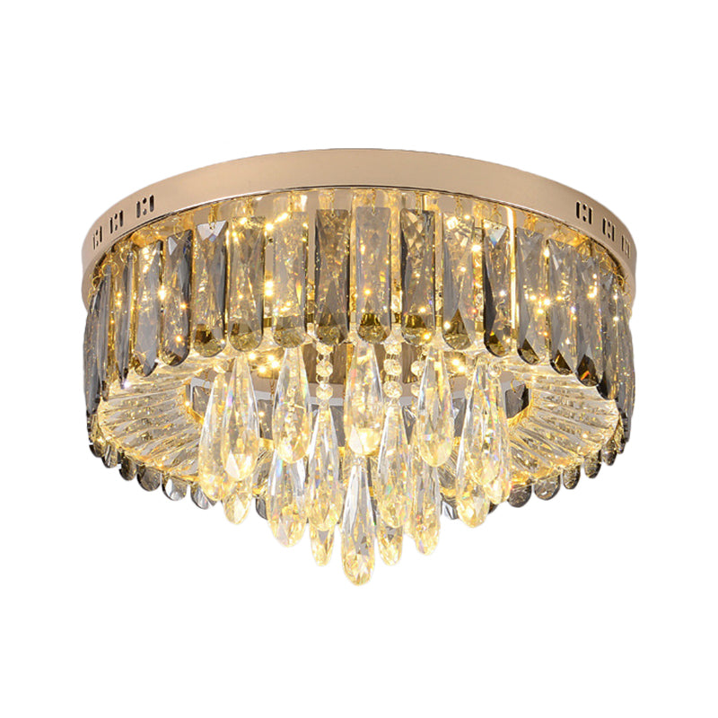 Drum Bedroom Flush Mount Modernism Crystal Gold Finish LED Surface Mount Ceiling Light Clearhalo 'Ceiling Lights' 'Close To Ceiling Lights' 'Close to ceiling' 'Flush mount' Lighting' 1432147