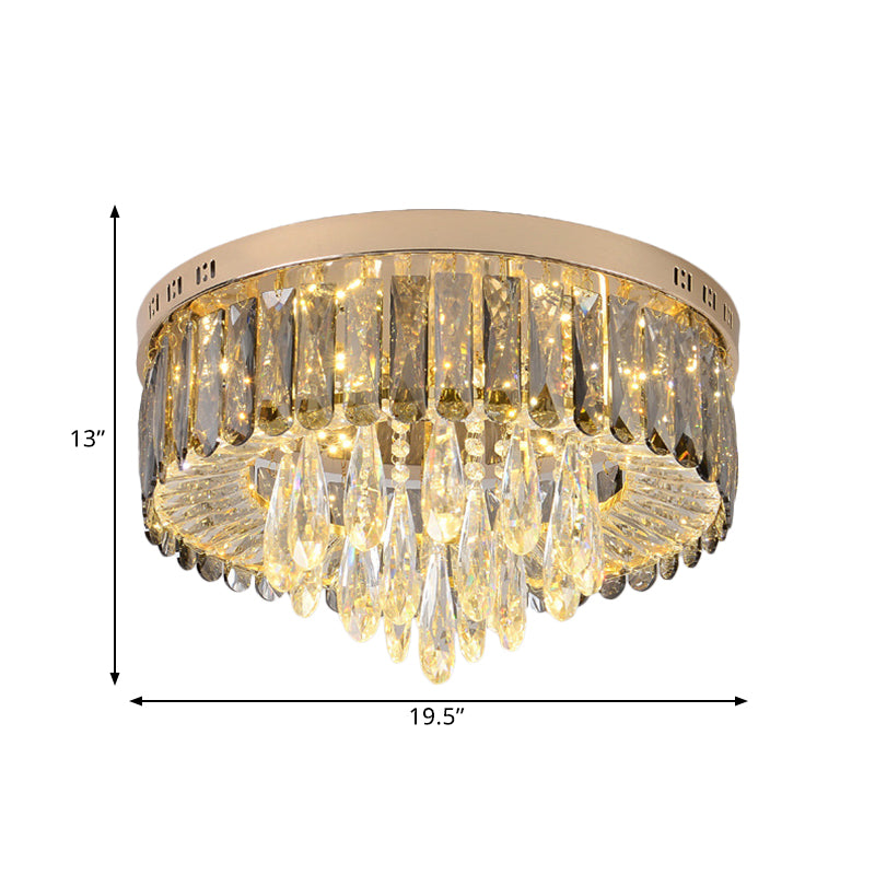 Drum Bedroom Flush Mount Modernism Crystal Gold Finish LED Surface Mount Ceiling Light Clearhalo 'Ceiling Lights' 'Close To Ceiling Lights' 'Close to ceiling' 'Flush mount' Lighting' 1432148