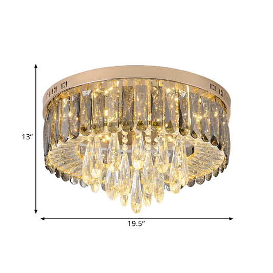 Drum Bedroom Flush Mount Modernism Crystal Gold Finish LED Surface Mount Ceiling Light Clearhalo 'Ceiling Lights' 'Close To Ceiling Lights' 'Close to ceiling' 'Flush mount' Lighting' 1432148