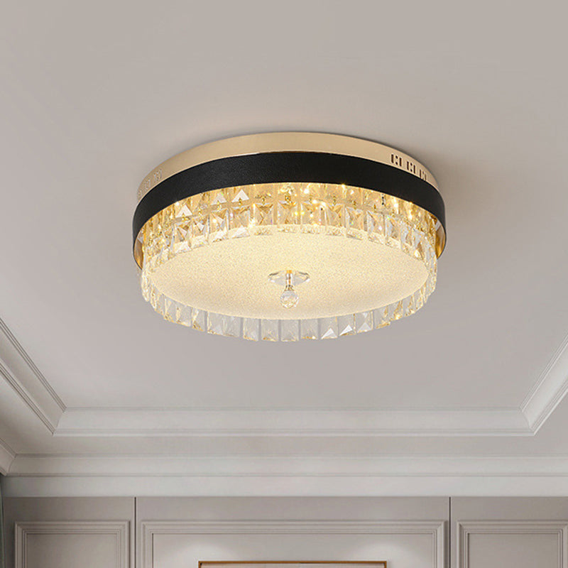 Drum Bedroom Flush Mount Modernism Crystal Gold Finish LED Surface Mount Ceiling Light Clearhalo 'Ceiling Lights' 'Close To Ceiling Lights' 'Close to ceiling' 'Flush mount' Lighting' 1432150