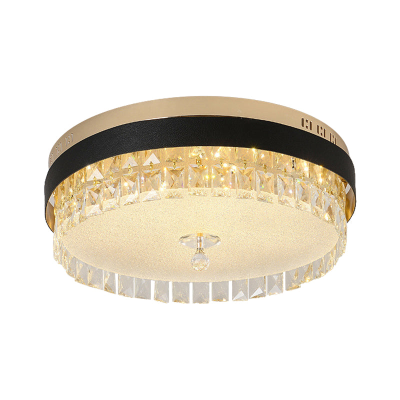 Drum Bedroom Flush Mount Modernism Crystal Gold Finish LED Surface Mount Ceiling Light Clearhalo 'Ceiling Lights' 'Close To Ceiling Lights' 'Close to ceiling' 'Flush mount' Lighting' 1432151