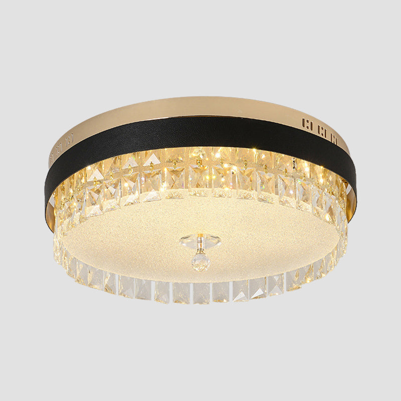 Drum Bedroom Flush Mount Modernism Crystal Gold Finish LED Surface Mount Ceiling Light Clearhalo 'Ceiling Lights' 'Close To Ceiling Lights' 'Close to ceiling' 'Flush mount' Lighting' 1432152