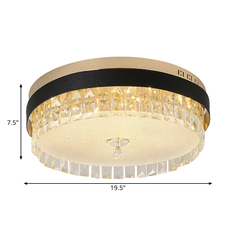 Drum Bedroom Flush Mount Modernism Crystal Gold Finish LED Surface Mount Ceiling Light Clearhalo 'Ceiling Lights' 'Close To Ceiling Lights' 'Close to ceiling' 'Flush mount' Lighting' 1432153