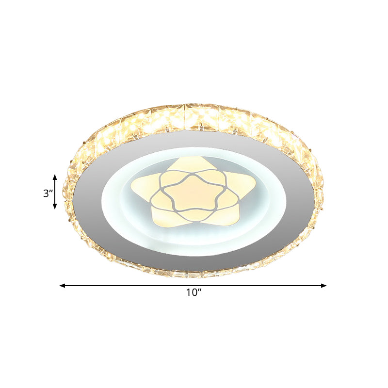 Circular Mini LED Ceiling Flush Simple Stainless Steel Crystal Flush Light Fixture for Corridor Clearhalo 'Ceiling Lights' 'Close To Ceiling Lights' 'Close to ceiling' 'Flush mount' Lighting' 1432185