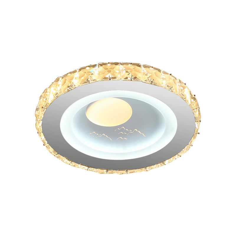 Circular Mini LED Ceiling Flush Simple Stainless Steel Crystal Flush Light Fixture for Corridor Clearhalo 'Ceiling Lights' 'Close To Ceiling Lights' 'Close to ceiling' 'Flush mount' Lighting' 1432188