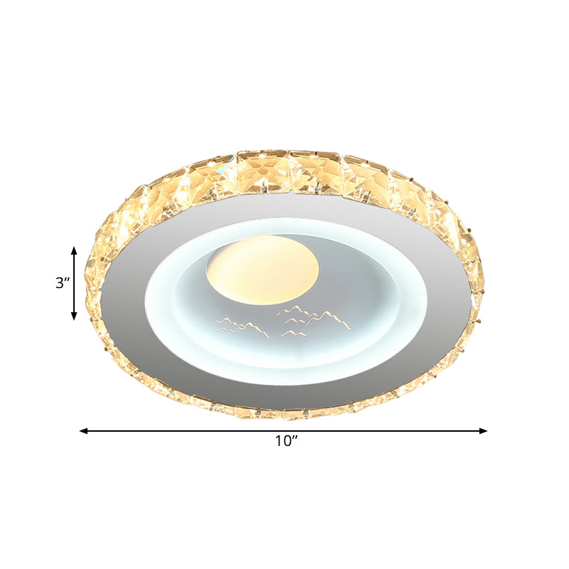 Circular Mini LED Ceiling Flush Simple Stainless Steel Crystal Flush Light Fixture for Corridor Clearhalo 'Ceiling Lights' 'Close To Ceiling Lights' 'Close to ceiling' 'Flush mount' Lighting' 1432190