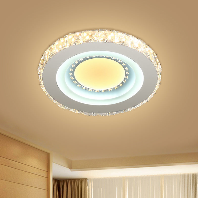 Circular Mini LED Ceiling Flush Simple Stainless Steel Crystal Flush Light Fixture for Corridor Clearhalo 'Ceiling Lights' 'Close To Ceiling Lights' 'Close to ceiling' 'Flush mount' Lighting' 1432193