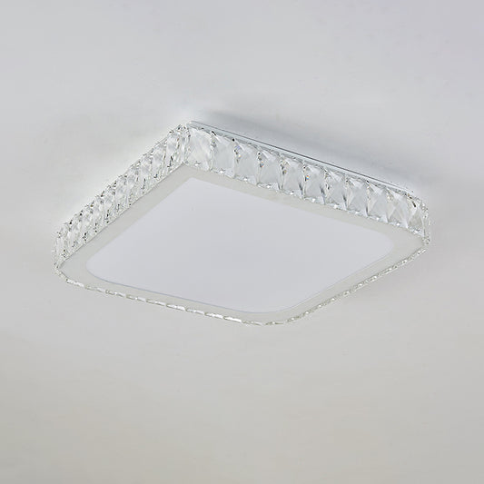 16"/19.5" Wide Square Crystal Flushmount Minimalistic Bedroom LED Ceiling Flush Light in White Clearhalo 'Ceiling Lights' 'Close To Ceiling Lights' 'Close to ceiling' 'Flush mount' Lighting' 1432267