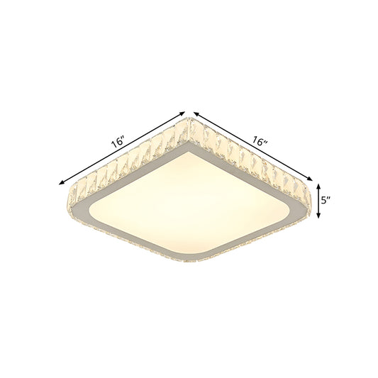 16"/19.5" Wide Square Crystal Flushmount Minimalistic Bedroom LED Ceiling Flush Light in White Clearhalo 'Ceiling Lights' 'Close To Ceiling Lights' 'Close to ceiling' 'Flush mount' Lighting' 1432268