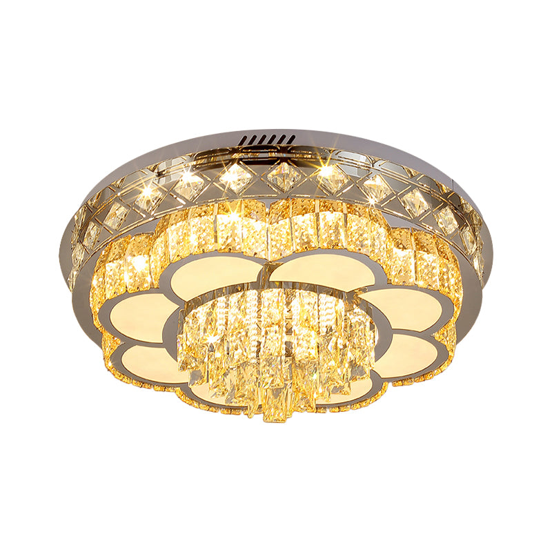 Cut Crystal Floral Flush Ceiling Light Modern Hotel LED Flushmount in Stainless Steel Clearhalo 'Ceiling Lights' 'Close To Ceiling Lights' 'Close to ceiling' 'Flush mount' Lighting' 1432334