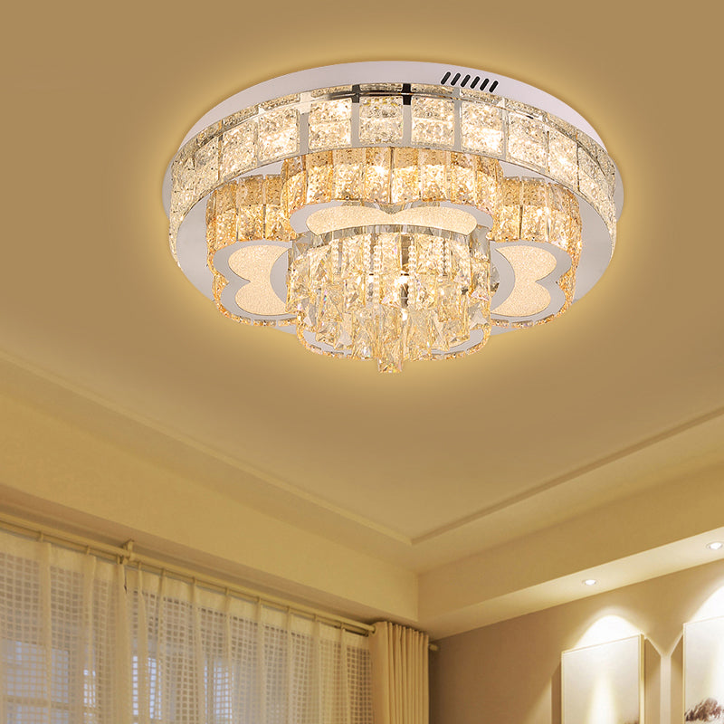 Cut Crystal Floral Flush Ceiling Light Modern Hotel LED Flushmount in Stainless Steel Clearhalo 'Ceiling Lights' 'Close To Ceiling Lights' 'Close to ceiling' 'Flush mount' Lighting' 1432338