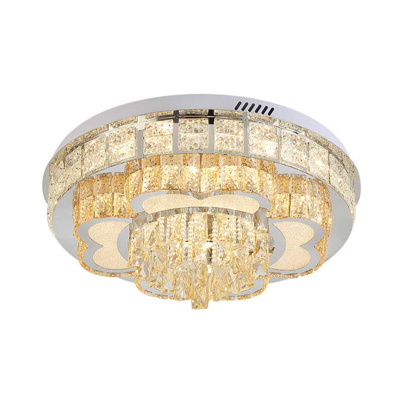 Cut Crystal Floral Flush Ceiling Light Modern Hotel LED Flushmount in Stainless Steel Clearhalo 'Ceiling Lights' 'Close To Ceiling Lights' 'Close to ceiling' 'Flush mount' Lighting' 1432339