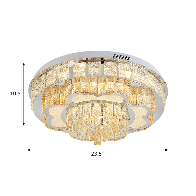 Cut Crystal Floral Flush Ceiling Light Modern Hotel LED Flushmount in Stainless Steel Clearhalo 'Ceiling Lights' 'Close To Ceiling Lights' 'Close to ceiling' 'Flush mount' Lighting' 1432340