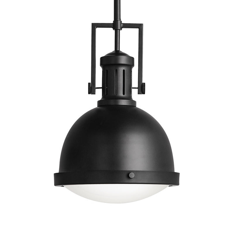 1 Light Ceiling Fixture Industrial Dome Shade Metal Pendant Lamp with Vented Socket in Black Clearhalo 'Ceiling Lights' 'Glass shade' 'Glass' 'Industrial Pendants' 'Industrial' 'Middle Century Pendants' 'Pendant Lights' 'Pendants' 'Tiffany' Lighting' 143235