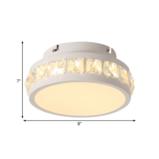 Round Corridor Ceiling Lamp Simple Beveled Crystal Embedded White LED Flush Mounted Light Clearhalo 'Ceiling Lights' 'Close To Ceiling Lights' 'Close to ceiling' 'Flush mount' Lighting' 1432360