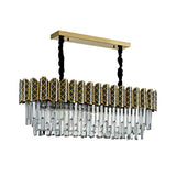 Black-Gold 10 Heads Hanging Pendant Modern Crystal Icicles Oblong Island Ceiling Light Clearhalo 'Ceiling Lights' 'Island Lights' Lighting' 1432400