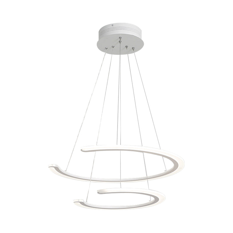 Ring Dining Room Chandelier Acrylic LED 1/2/3 Light Postmodern Ceiling Pendant in Warm/White/Natural Light Clearhalo 'Ceiling Lights' 'Chandeliers' 'Modern Chandeliers' 'Modern' Lighting' 143251