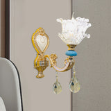 Traditional Layered Flower Wall Light Kit 1/2-Head Clear Crystal Wall Lighting in Gold-Blue Clearhalo 'Wall Lamps & Sconces' 'Wall Lights' Lighting' 1432512