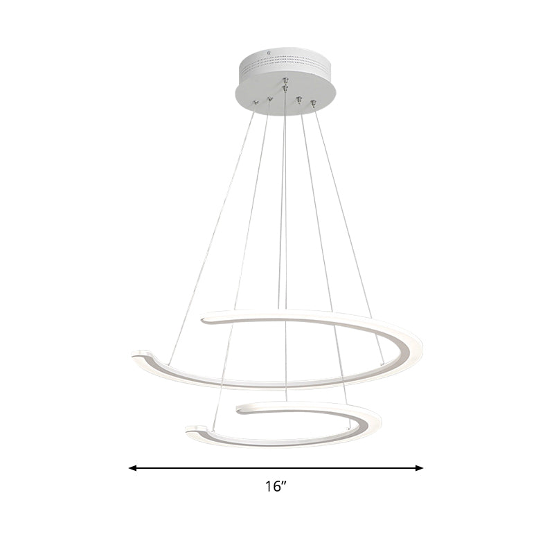 Ring Dining Room Chandelier Acrylic LED 1/2/3 Light Postmodern Ceiling Pendant in Warm/White/Natural Light Clearhalo 'Ceiling Lights' 'Chandeliers' 'Modern Chandeliers' 'Modern' Lighting' 143252