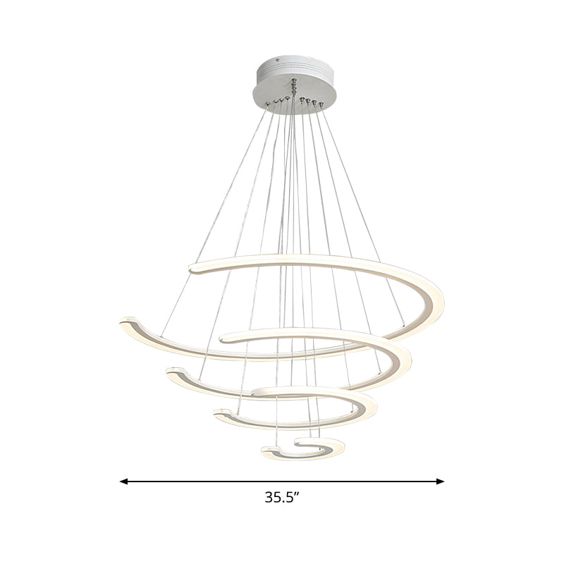 Ring Dining Room Chandelier Acrylic LED 1/2/3 Light Postmodern Ceiling Pendant in Warm/White/Natural Light Clearhalo 'Ceiling Lights' 'Chandeliers' 'Modern Chandeliers' 'Modern' Lighting' 143260