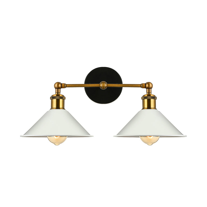 2 Lights Cone Wall Sconce Vintage Stylish Antique Brass Metallic Wall Mount Lighting for Living Room Clearhalo 'Cast Iron' 'Glass' 'Industrial' 'Modern wall lights' 'Modern' 'Tiffany' 'Traditional wall lights' 'Wall Lamps & Sconces' 'Wall Lights' Lighting' 143280