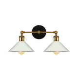 2 Lights Cone Wall Sconce Vintage Stylish Antique Brass Metallic Wall Mount Lighting for Living Room Clearhalo 'Cast Iron' 'Glass' 'Industrial' 'Modern wall lights' 'Modern' 'Tiffany' 'Traditional wall lights' 'Wall Lamps & Sconces' 'Wall Lights' Lighting' 143280