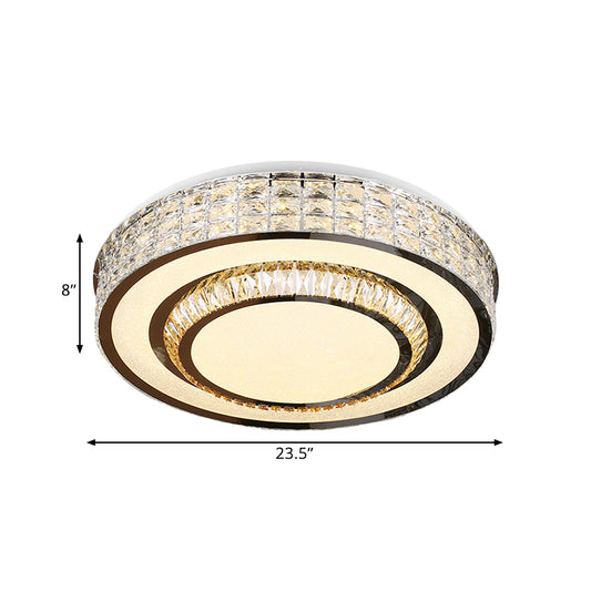 Faceted Crystals Chrome Flush Light Fixture Circular LED Contemporary Close to Ceiling Lamp Clearhalo 'Ceiling Lights' 'Close To Ceiling Lights' 'Close to ceiling' 'Flush mount' Lighting' 1432851