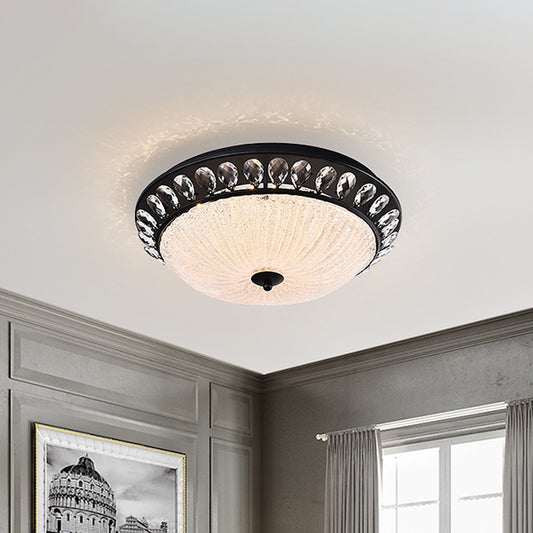 Bowl Bedroom Ceiling Light Modern Crystal Raindrops Black Canopy LED Flushmount Lighting Black Clearhalo 'Ceiling Lights' 'Close To Ceiling Lights' 'Close to ceiling' 'Flush mount' Lighting' 1432864