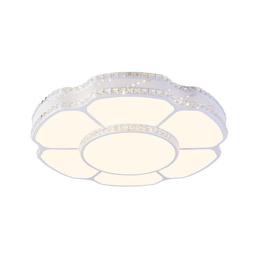 Floral Parlor Flush Mount Modern Beveled Crystal Blocks LED White Ceiling Lighting in White/Warm Light, 8.5"/19.5" Width Clearhalo 'Ceiling Lights' 'Close To Ceiling Lights' 'Close to ceiling' 'Flush mount' Lighting' 1432937