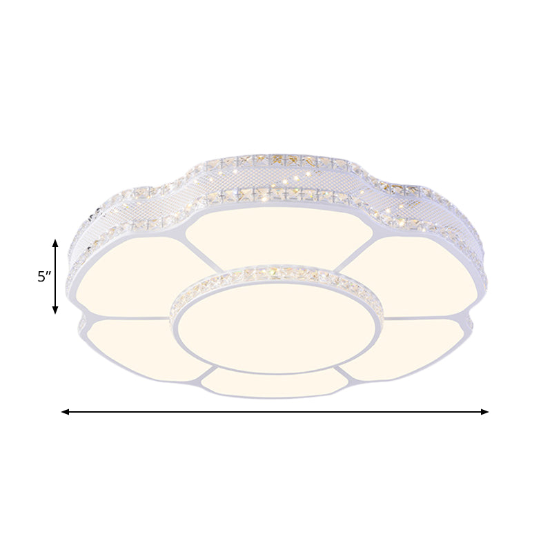 Floral Parlor Flush Mount Modern Beveled Crystal Blocks LED White Ceiling Lighting in White/Warm Light, 8.5"/19.5" Width Clearhalo 'Ceiling Lights' 'Close To Ceiling Lights' 'Close to ceiling' 'Flush mount' Lighting' 1432939