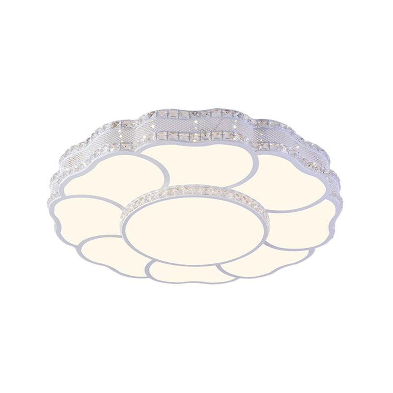 23.5"/19.5" Wide LED Flush Light Contemporary Blossom Faceted Crystals Close to Ceiling Lamp in White Clearhalo 'Ceiling Lights' 'Close To Ceiling Lights' 'Close to ceiling' 'Flush mount' Lighting' 1432949