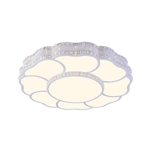 23.5"/19.5" Wide LED Flush Light Contemporary Blossom Faceted Crystals Close to Ceiling Lamp in White Clearhalo 'Ceiling Lights' 'Close To Ceiling Lights' 'Close to ceiling' 'Flush mount' Lighting' 1432949