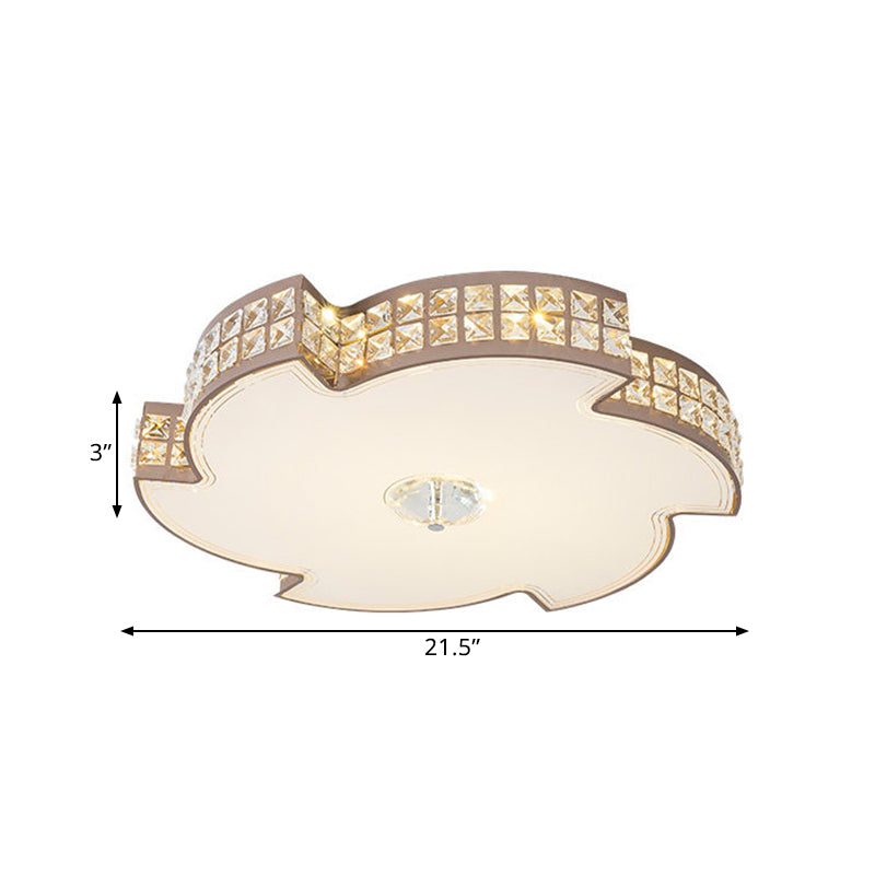 Champagne LED Flush Ceiling Light Modern Square-Cut Crystals Spiral Shape Lighting Fixture, 16.5"/21.5" Width Clearhalo 'Ceiling Lights' 'Close To Ceiling Lights' 'Close to ceiling' 'Flush mount' Lighting' 1432968