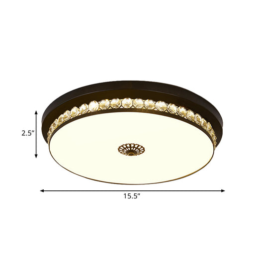 15.5"/19.5" W LED Ceiling Lighting Contemporary Round Clear Hexagon Crystals Flush Mount Lamp in Black Clearhalo 'Ceiling Lights' 'Close To Ceiling Lights' 'Close to ceiling' 'Flush mount' Lighting' 1433343