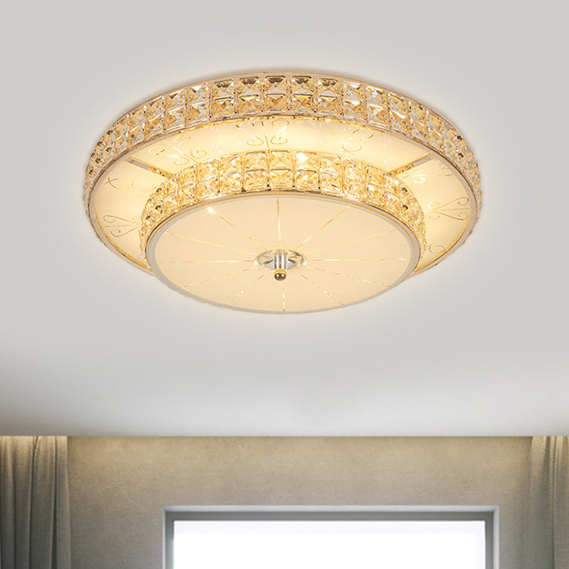 Modern Flower/Round Flush Ceiling Light Clear Beveled Crystals LED Lighting Fixture in Champagne for Parlor Clearhalo 'Ceiling Lights' 'Close To Ceiling Lights' 'Close to ceiling' 'Flush mount' Lighting' 1433393