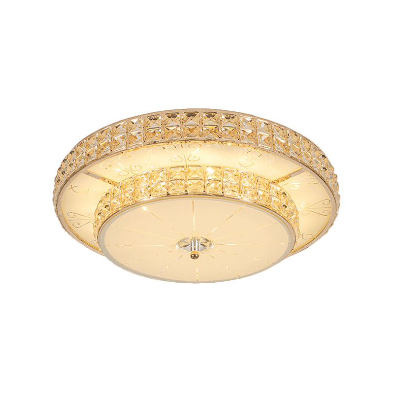 Modern Flower/Round Flush Ceiling Light Clear Beveled Crystals LED Lighting Fixture in Champagne for Parlor Clearhalo 'Ceiling Lights' 'Close To Ceiling Lights' 'Close to ceiling' 'Flush mount' Lighting' 1433394