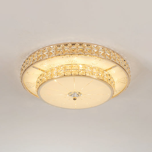 Modern Flower/Round Flush Ceiling Light Clear Beveled Crystals LED Lighting Fixture in Champagne for Parlor Clearhalo 'Ceiling Lights' 'Close To Ceiling Lights' 'Close to ceiling' 'Flush mount' Lighting' 1433395