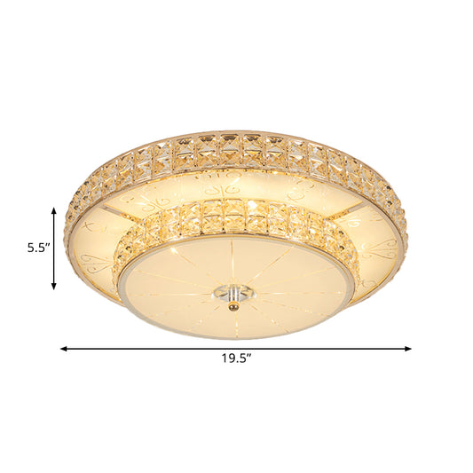 Modern Flower/Round Flush Ceiling Light Clear Beveled Crystals LED Lighting Fixture in Champagne for Parlor Clearhalo 'Ceiling Lights' 'Close To Ceiling Lights' 'Close to ceiling' 'Flush mount' Lighting' 1433396