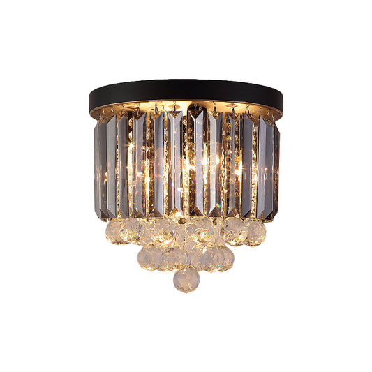 Modern Tapered Flush Mount Fixture 2/4 Heads Clear Crystal Draping Ceiling Lighting in Black, 10"/12" Width Clearhalo 'Ceiling Lights' 'Close To Ceiling Lights' 'Close to ceiling' 'Flush mount' Lighting' 1433458