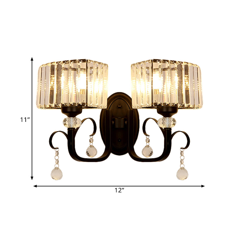 1/2-Bulb Metal Wall Sconce Light Contemporary Black Scrolling Arm Corridor Wall Mounted Lamp Clearhalo 'Modern wall lights' 'Modern' 'Wall Lamps & Sconces' 'Wall Lights' Lighting' 1433475