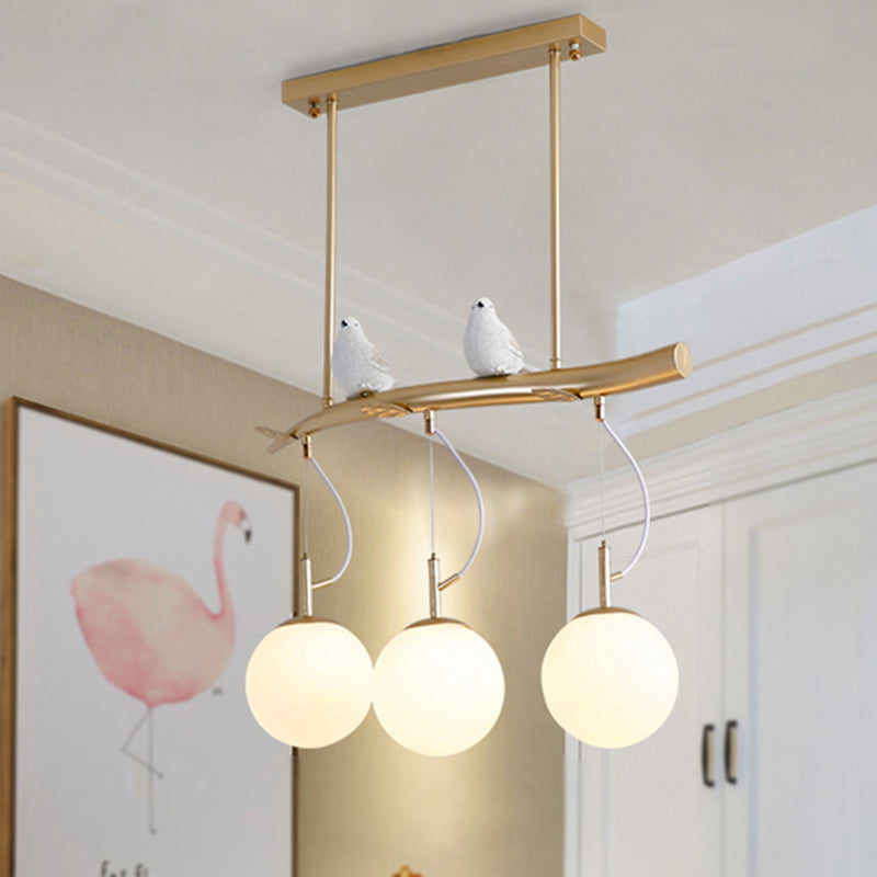 Gold Plant-Shaped Hanging Light Contemporary Opal Glass Pendant Light with Frosted Glass for Hotel Clearhalo 'Ceiling Lights' 'Chandeliers' 'Modern Chandeliers' 'Modern' Lighting' 1433538