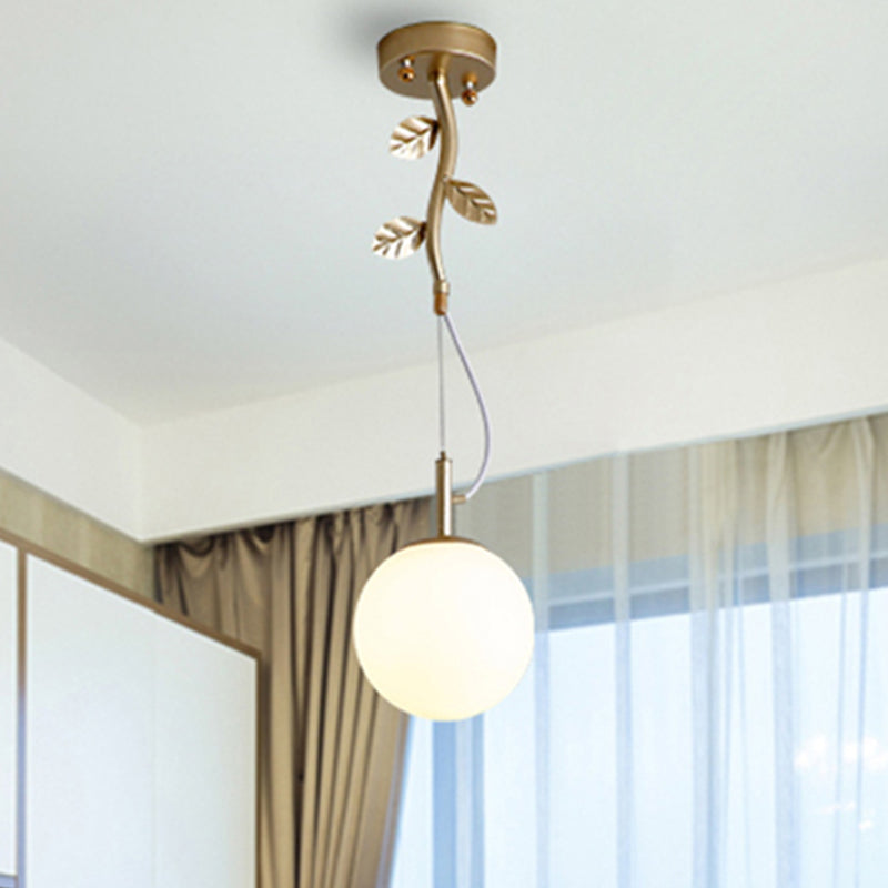 Gold Plant-Shaped Hanging Light Contemporary Opal Glass Pendant Light with Frosted Glass for Hotel Clearhalo 'Ceiling Lights' 'Chandeliers' 'Modern Chandeliers' 'Modern' Lighting' 1433540