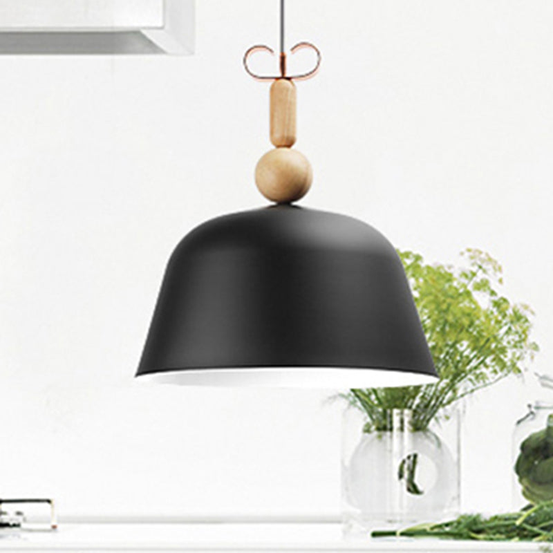 12"/16" Wide Nordic Style Bell Pendant Lighting Metal Single Light Monochrome Hanging Lamp for Kitchen Island Black Clearhalo 'Ceiling Lights' 'Modern Pendants' 'Modern' 'Pendant Lights' 'Pendants' Lighting' 1433541