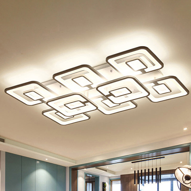 Modern 5/8-Head LED Flush Mount Light White Multi-Layer Ceiling Lamp with Acrylic Shade in Warm/White/Natural Light Clearhalo 'Ceiling Lights' 'Close To Ceiling Lights' 'Close to ceiling' 'Flush mount' Lighting' 1433543