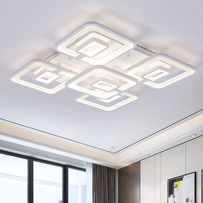 Modern 5/8-Head LED Flush Mount Light White Multi-Layer Ceiling Lamp with Acrylic Shade in Warm/White/Natural Light Clearhalo 'Ceiling Lights' 'Close To Ceiling Lights' 'Close to ceiling' 'Flush mount' Lighting' 1433545