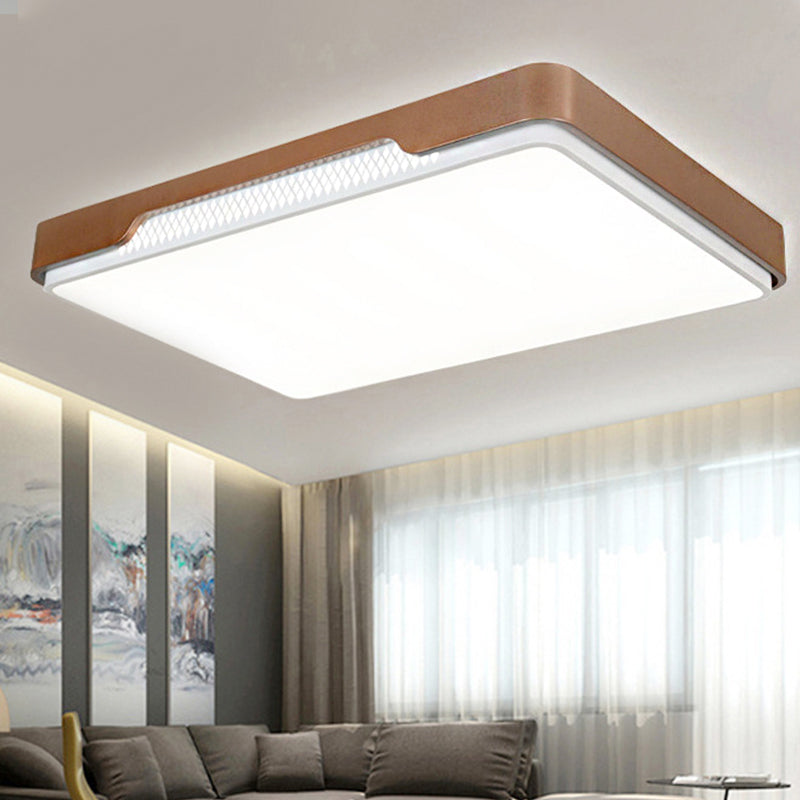 Acrylic Rectangular Flush Mount Light Fixture Modern 20.5"/36.5"/45" Wide Brown Flushmount in Warm/White Light Brown Warm Clearhalo 'Ceiling Lights' 'Close To Ceiling Lights' 'Close to ceiling' 'Flush mount' Lighting' 1433548