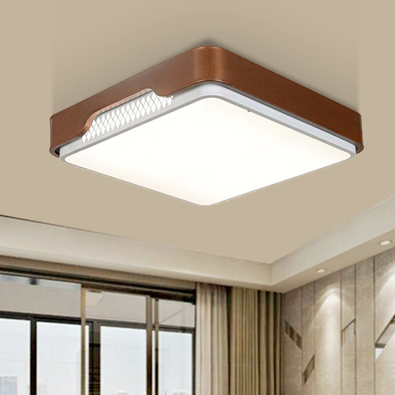 Acrylic Rectangular Flush Mount Light Fixture Modern 20.5"/36.5"/45" Wide Brown Flushmount in Warm/White Light Brown 20.5" Clearhalo 'Ceiling Lights' 'Close To Ceiling Lights' 'Close to ceiling' 'Flush mount' Lighting' 1433549